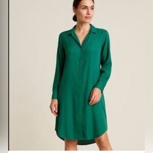 J peterman women’s large 100% silk button up shirt dress capsule quiet luxury